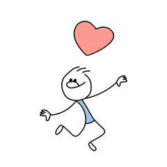 funny stickman holding heart