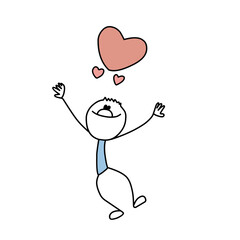 funny stickman holding heart