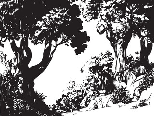 Trees. Hand drawn vector illustration