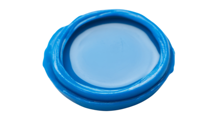 Blue wax seal on transparent background guaranteeing authenticity and security