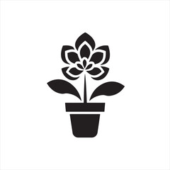  Minimalist flower pot Silhouette Vector