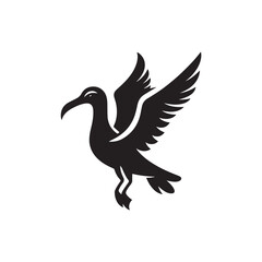 Black Color Albatross silhouette design Vector Illustration, Solid White Background (14).eps