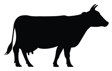 Cow graphic icon. Cow black silhouette isolated on white background. Vector illustration