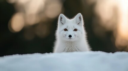 Serene Arctic Fox Blending into a Snowy Landscape in a Chilly Winter Environment