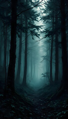 Naklejka premium Fondo de interior de bosque oscuro y precioso