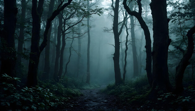 Fondo de interior de bosque oscuro y precioso