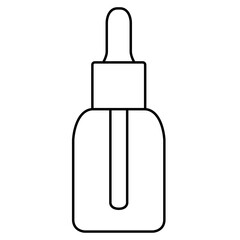 Icon of a dropper bottle with a pipette applicator, commonly used for dispensing serums, oils, other liquid-based cosmetic or medical products. Skincare and health-focused beauty treatment, symboliz

