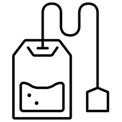 Tea bag with string icon representing tea brewing for a refreshing drink. Tea brewing for branding, product design, tea industry, packaging labels. relaxation, rejuvenation, brewing, tea ritual.
