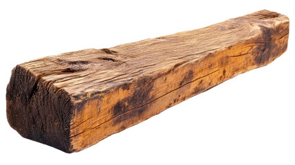 Fototapeta premium Old weathered wooden plank isolated on transparent background