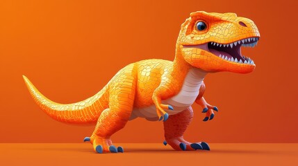 A vibrant, cartoon-style orange dinosaur with a playful expression.