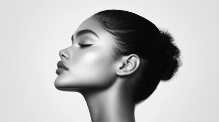 Serene Black And White Profile Of A Woman