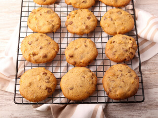 Chocolate chip and walnut cookies