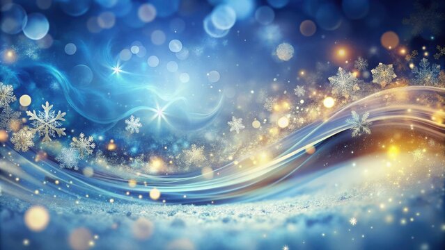 A winter wonderland with sparkling lights and swirling snowflakes, creating a magical and festive atmosphere