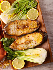 hake fish with bok choy