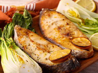 hake fish with bok choy