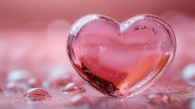 Beautiful Pink Heart with Bubbles Creating a Romantic Mood