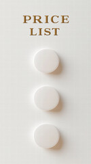 Price List with circle: A minimalistic price list composed with an upper-aligned text displaying the words PRICE LIST and three aligned blank circle.