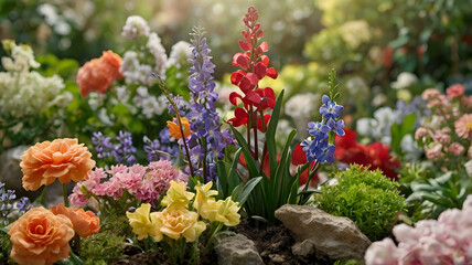 Meticulously Arranged Flower Collection with Diverse Colors and Textures