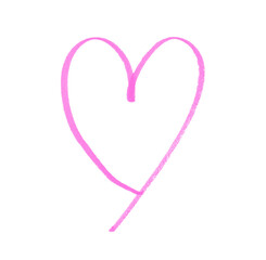 Hand-drawn Pink marker heart doodle line. Hand-drawn heart symbol. Valentine`s Day. love romance sign. heart icon isolated on a transparent background.	