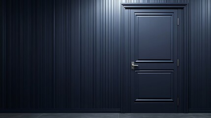 Fototapeta premium Dark Blue Door in Paneled Wall Interior Design