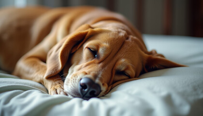 Heartwarming image of a sleeping dog, encapsulating the essence of comfort and tranquility on World Sleep Day, illustrating the joy of restful moments.