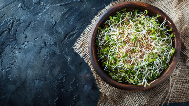 horizontal banner, International Day of Nowruz, sumalak wheat germ dish, top view, dark background, healthy food concept, copy space, free space for text