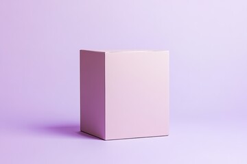 square cardboard box mockup with matte finish displayed on soft purple solid background with natural lighting and generous