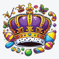 Mardi Gras King Crown Cartoon Colored Clipart stock illustration