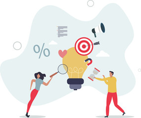 Marketing tips and tricks as advice from smart expert .flat characters.