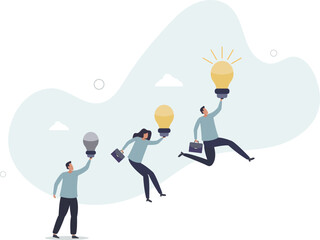 Employee engagement and motivation with inspiration.New idea generation in brainstorm team as professional staff stimulus .flat characters.