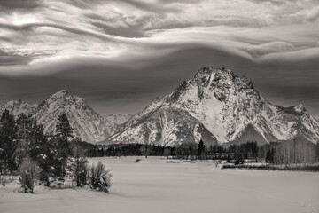 Mountain wave clouds over Mt Moran; Grand Teton NP; Wyoming 