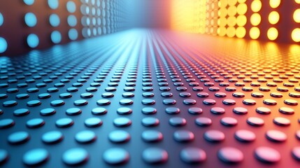 Colorful illuminated floor with circular patterns, creating a vibrant atmosphere for events