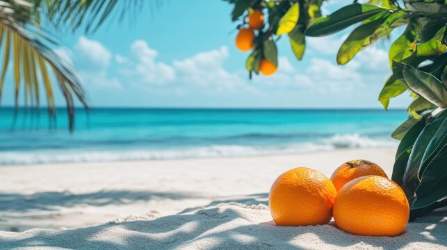 Tropical beach oranges summer vacation paradise