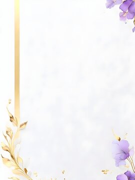 Off-white background framed with lavender flower corners and gold 