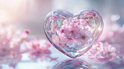 Spring Flowers in a Melting Ice Heart