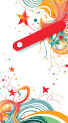 Abstract Design: A dynamic abstract composition bursts with vibrant colors and swirling shapes, a playful visual element with an attractive red detail