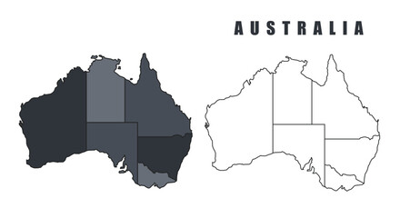 Obraz premium Australia country map simple flat outline vector illustration set