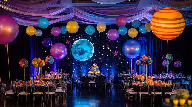 A Spectacular Glow-in-the-Dark Space-Themed Birthday Party with Planets and Stars for Unforgettable Celebration