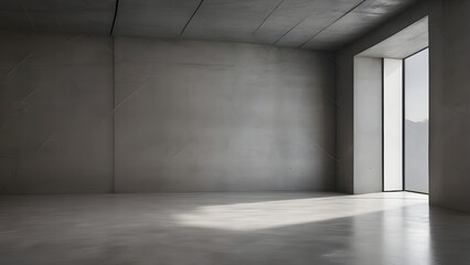 This stock image features a sophisticated, upscale concrete interior with a blank, shadowy, and abstract space as the backdrop.