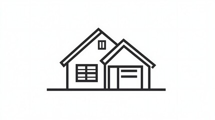 A Monochrome Logo Using a House Shape with Clean Lines and a Minimalist Design
