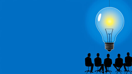 Team brainstorming: Illuminated ideas inspire collaborative solutions.