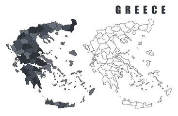 Greece country map simple flat outline vector illustration set