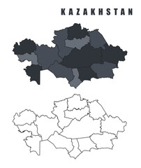 Algeria country map simple flat outline vector illustration set