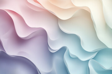 A soft, flowing abstract background with pastel shades of pink, blue, and white. Wavy, layered textures create a dreamy, ethereal effect, perfect for design, branding, or artistic projects