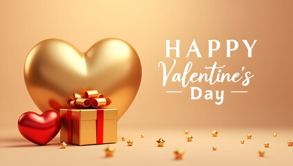 Naklejka premium Happy Valentines Day Romantic Red Roses and Hearts Background