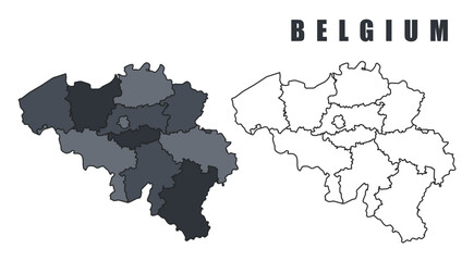 Fototapeta premium Belgium country map simple flat outline vector illustration set