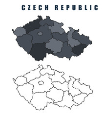 Czech Republic country map simple flat outline vector illustration set