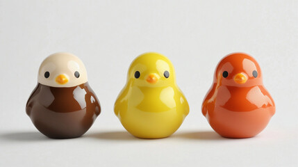 Chick Figurines on white studio background