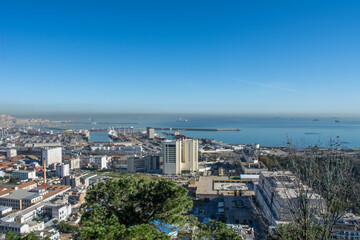 algiers, alger, algeria, algerian, city, building, port, africa, landmark, cityscape, architecture, mediterranean sea, capital, view travel, mediterranean, landscape, skyline, tourism, downtown, white
