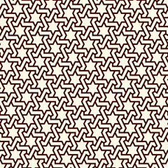 Oriental ancient mosaic pattern. Ethnic ornament. Repeated geometric figures, stars motif. Seamless surface design. Ornamental wallpaper. Geo abstract background. Digital paper, textile print. Vector